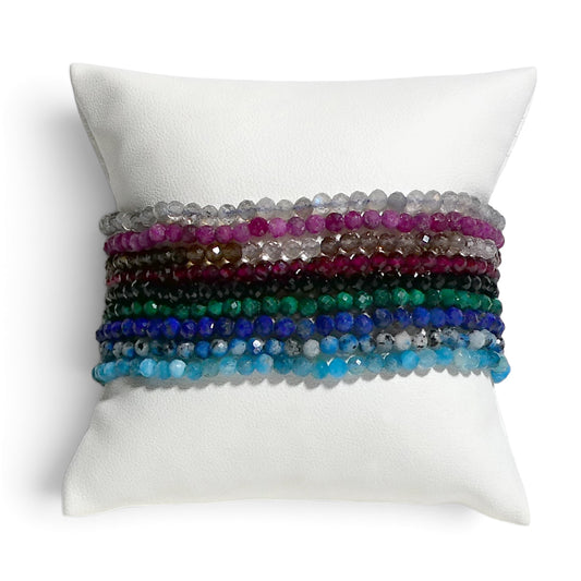 Dainty Faceted Gemstone Stacking Bracelet