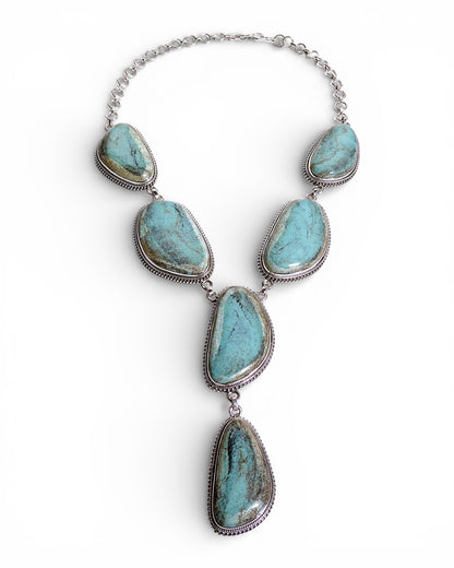Light Blue Turquoise Y-Drop Necklace in Sterling Silver