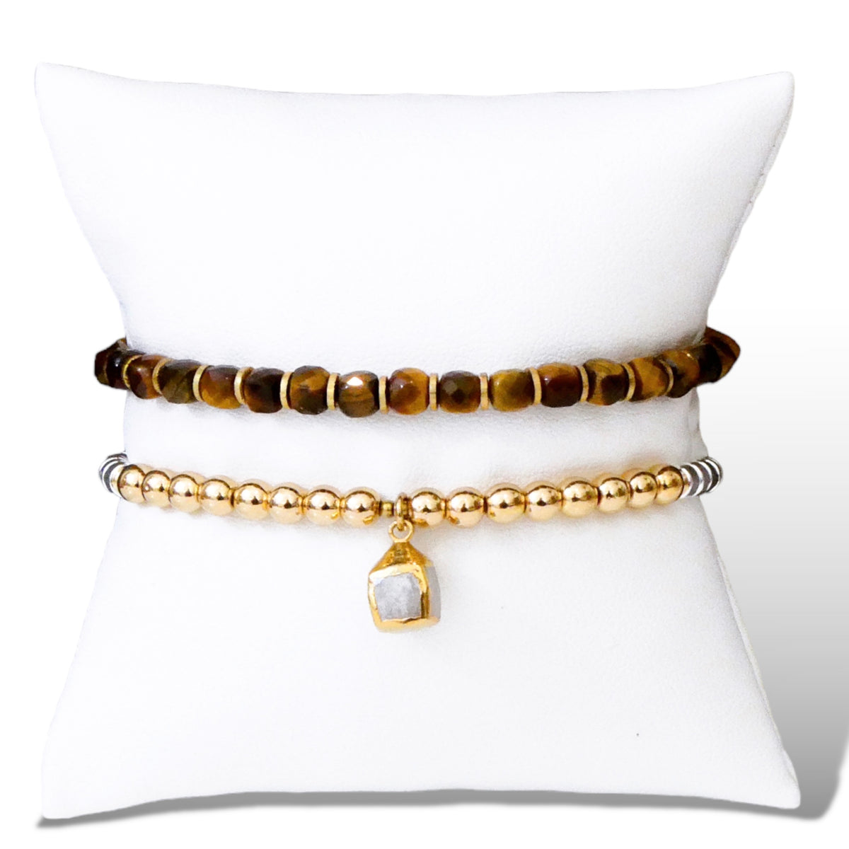 Tiger Eye and Pyrite Bracelet Set