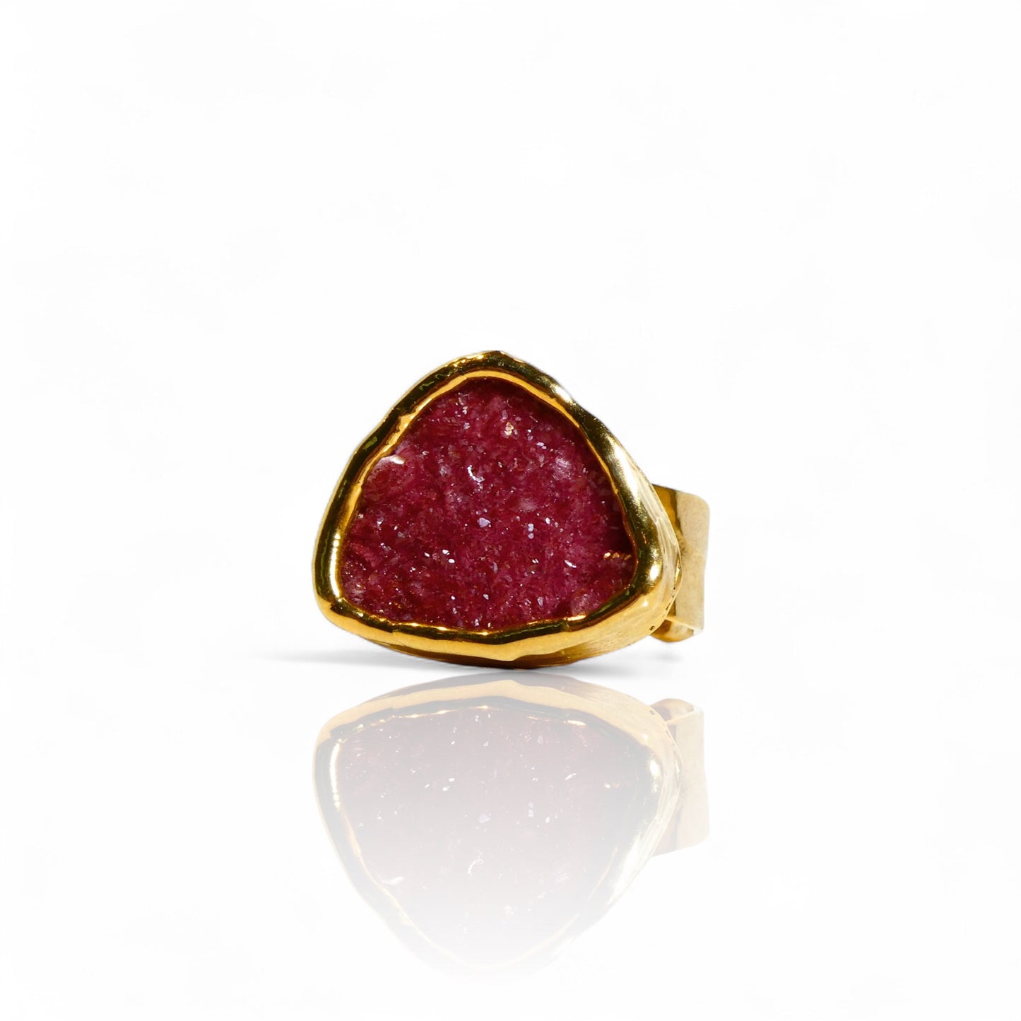 Triangular Red Druzy Ring