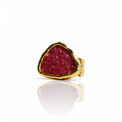 Triangular Red Druzy Ring
