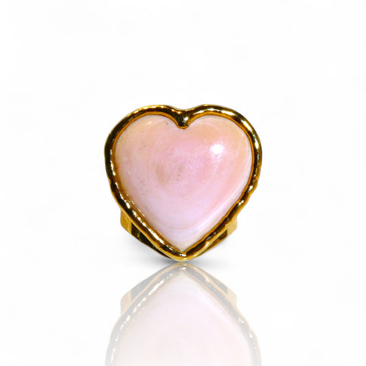 Pink Opal Heart Ring