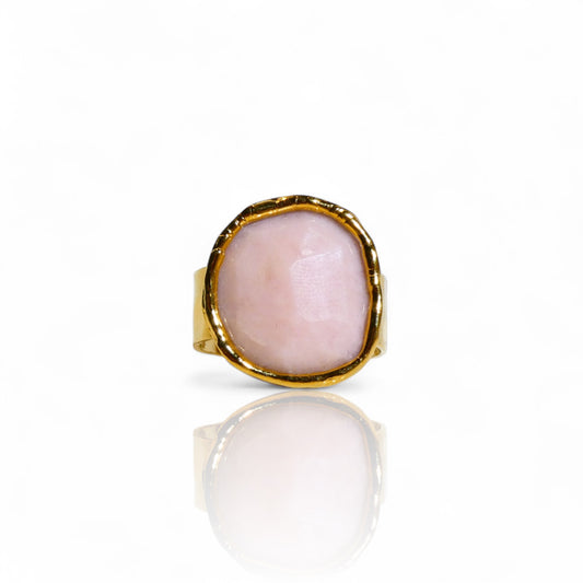 Small Round Rose Quartz Ring