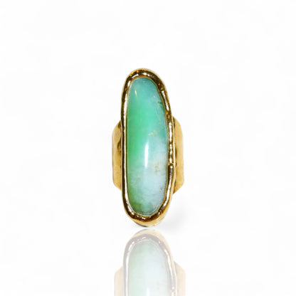 Elongated Chrysoprase Ring