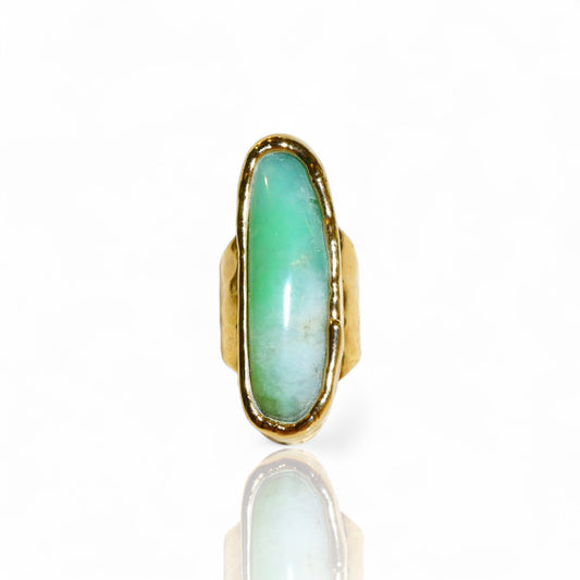 Elongated Chrysoprase Ring