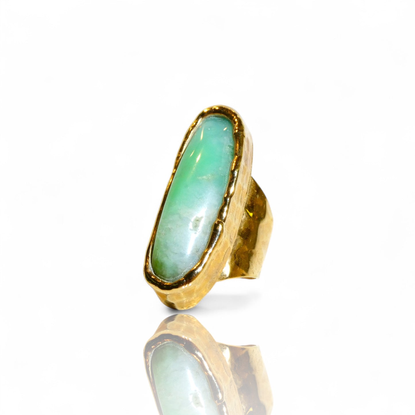 Elongated Chrysoprase Ring