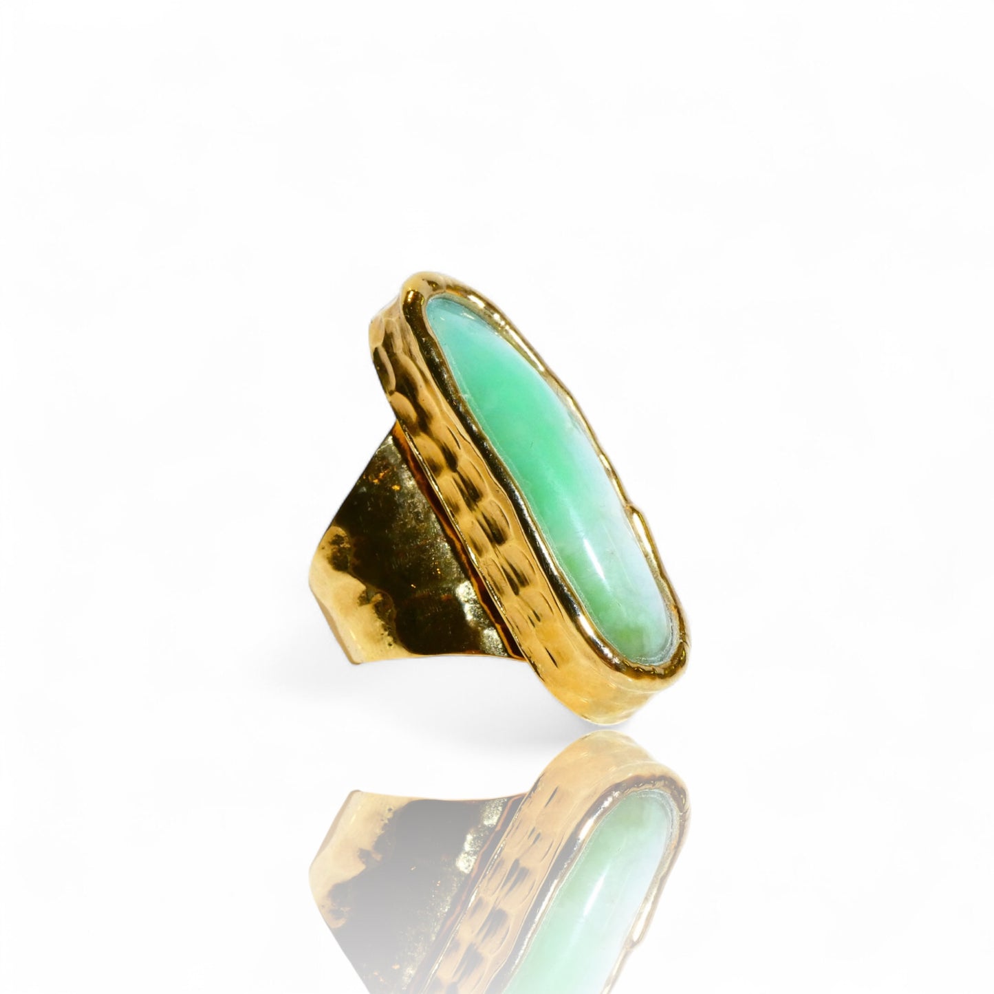 Elongated Chrysoprase Ring
