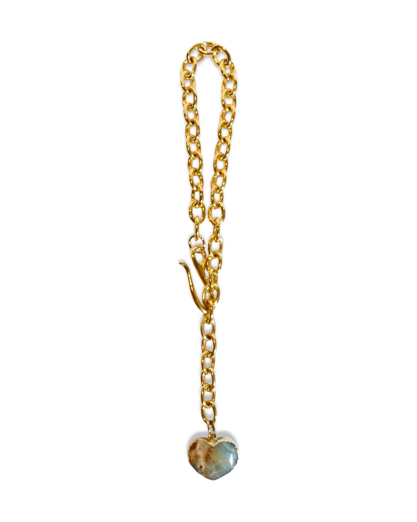 Blue Onyx Heart on Chunky Chain Necklace