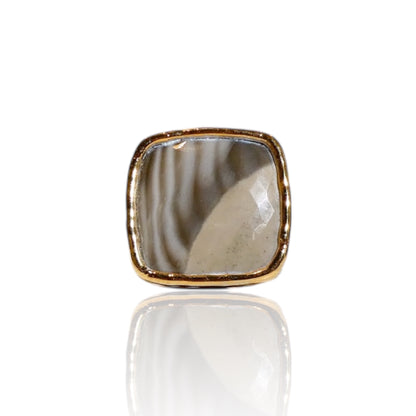 Square Botswana Agate Ring