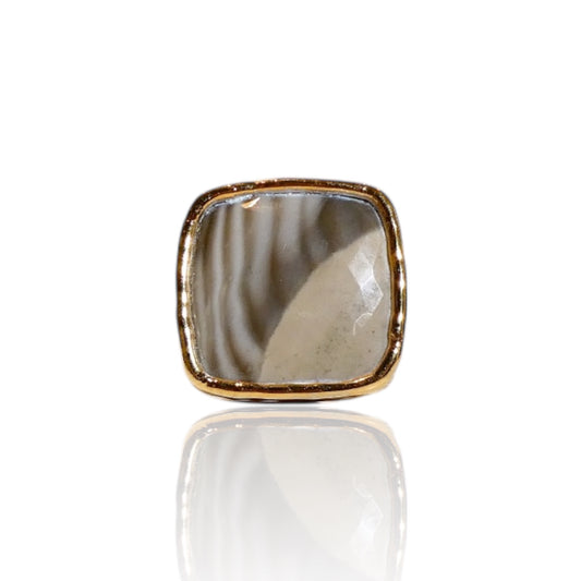 Square Botswana Agate Ring