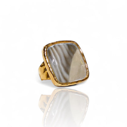 Square Botswana Agate Ring