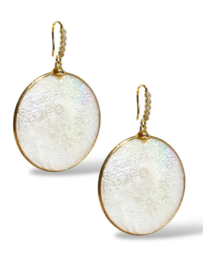 Floral Carved Mother of Pearl Earrings