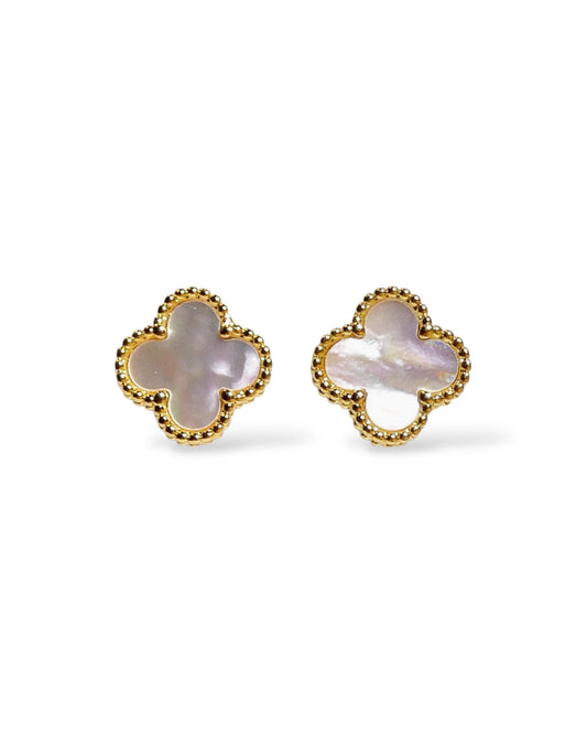 Mother of Pearl Clover Stud Earrings