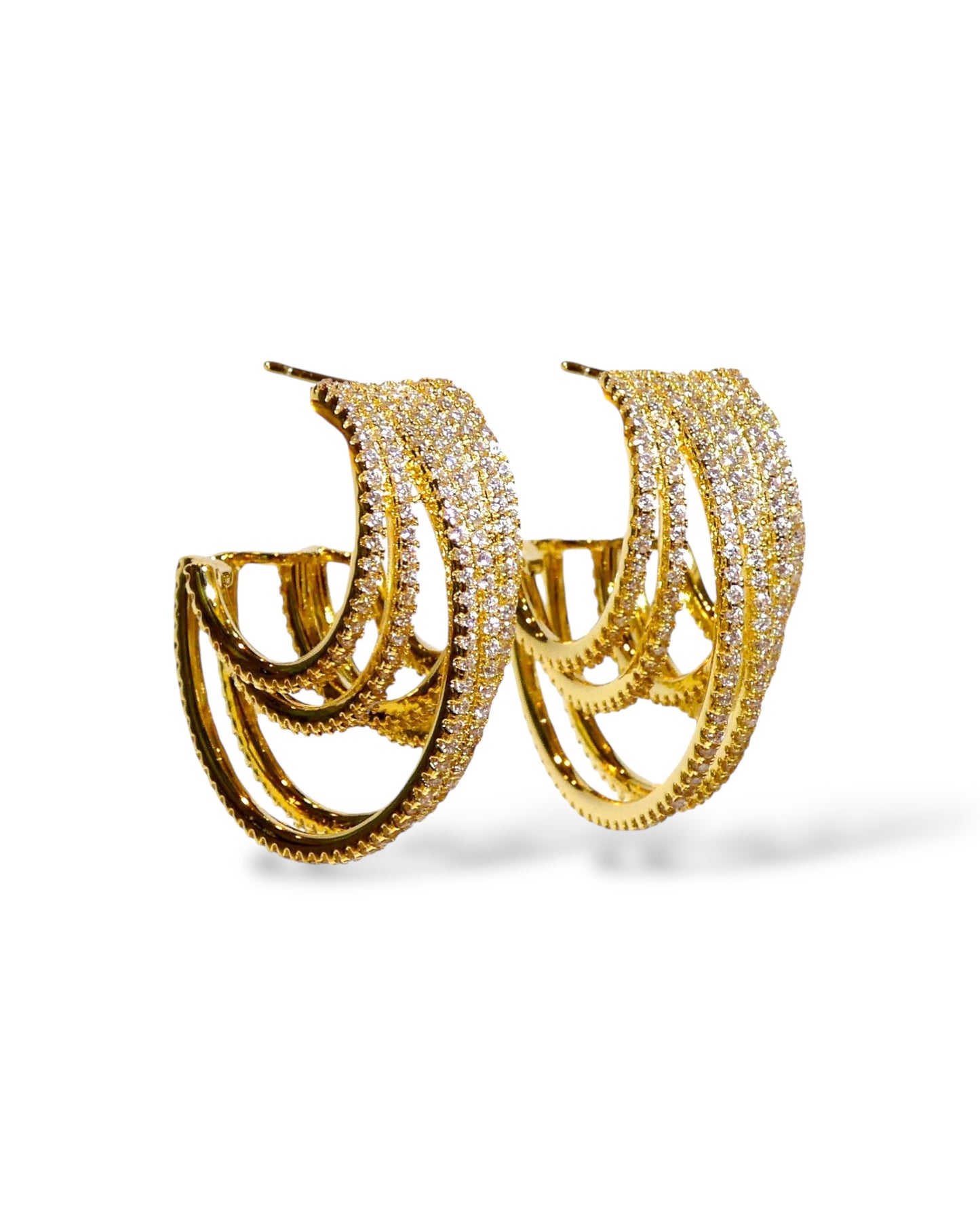Layered Pavé Crystal Hoop Earrings