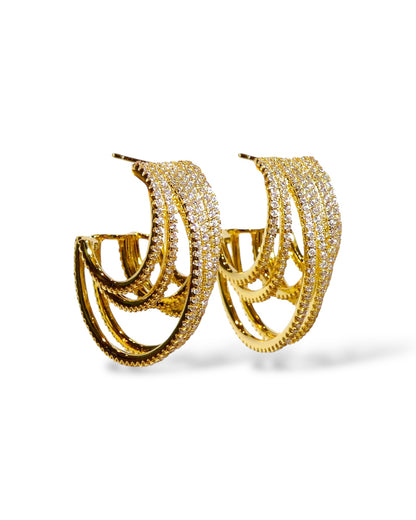 Layered Pavé Crystal Hoop Earrings