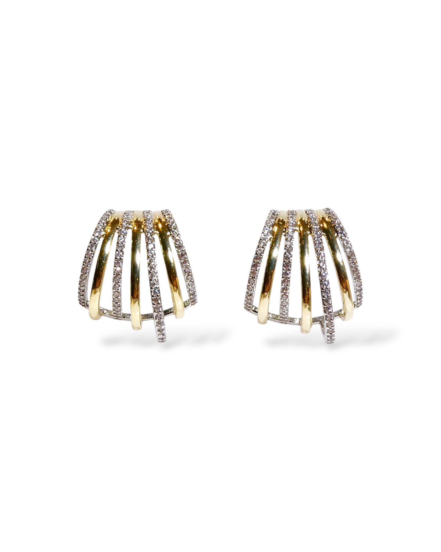 Mini Two-Tone Layered Pavé Hoop Earrings