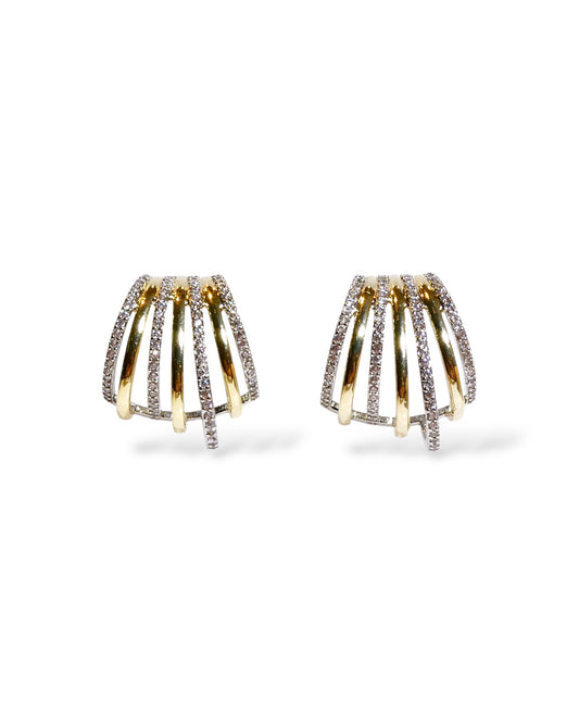 Mini Two-Tone Layered Pavé Hoop Earrings