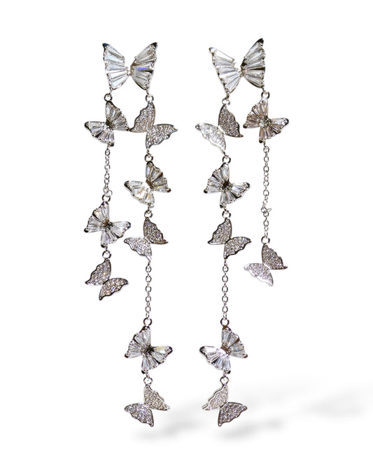 Crystal Butterfly Drop Earrings