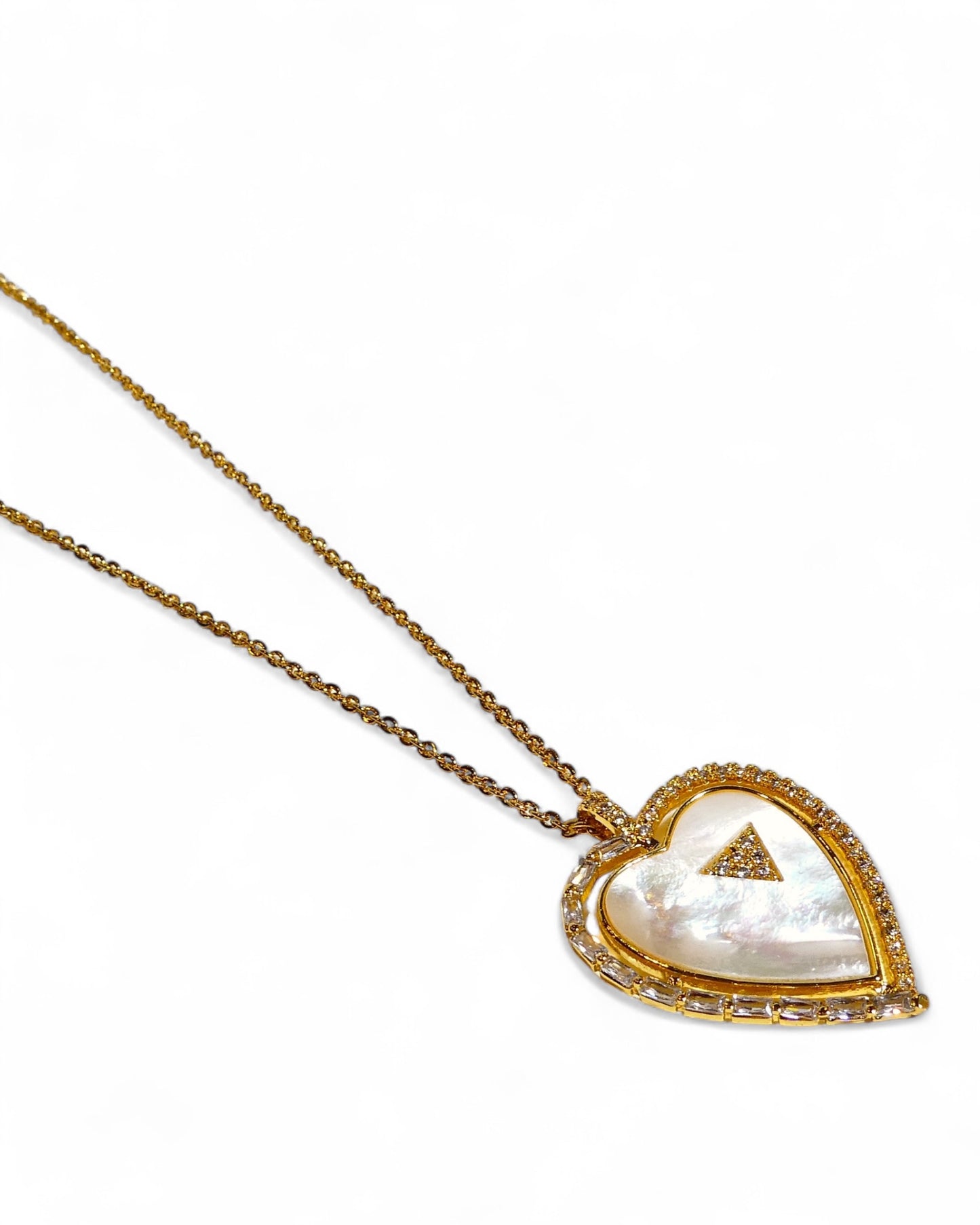 Mother of Pearl & Pavé Heart Pendant Necklace