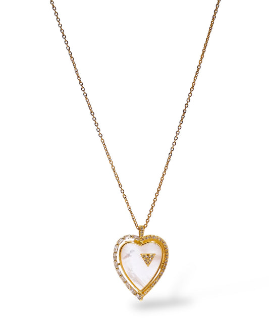 Mother of Pearl & Pavé Heart Pendant Necklace