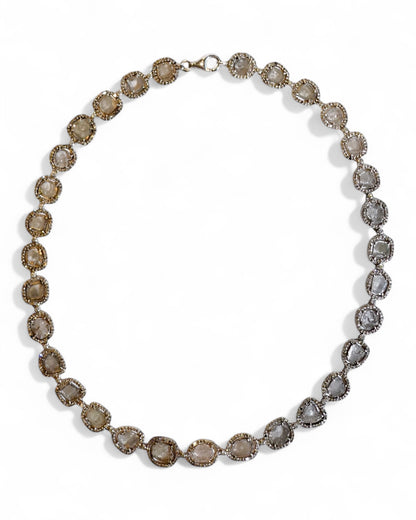 Sliced Diamond Pavé Halo Necklace