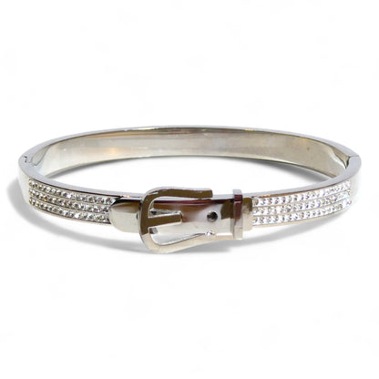 Silver & Crystal Hinged Stacking Bracelets
