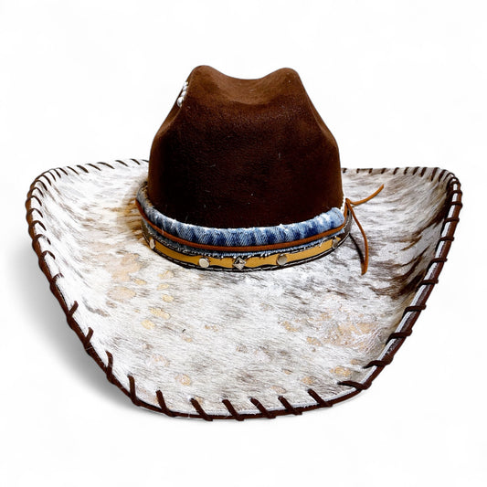 Cowhide Cowboy Hat in Chocolate