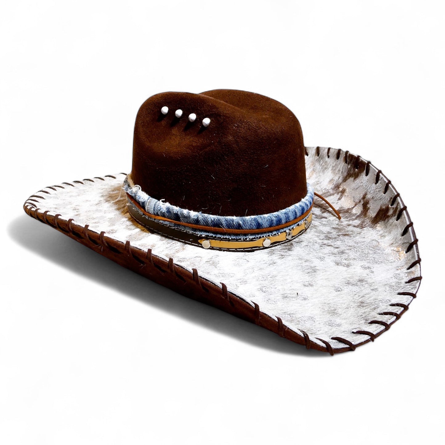 Cowhide Cowboy Hat in Chocolate