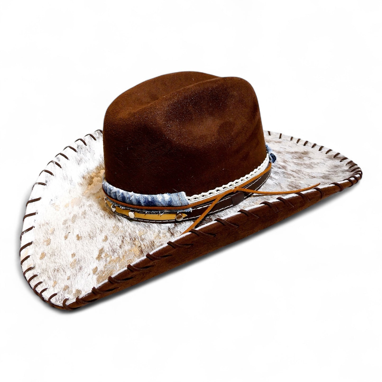 Cowhide Cowboy Hat in Chocolate