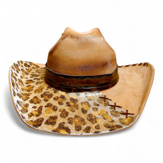 Leopard Print Cowboy Hat in Tan