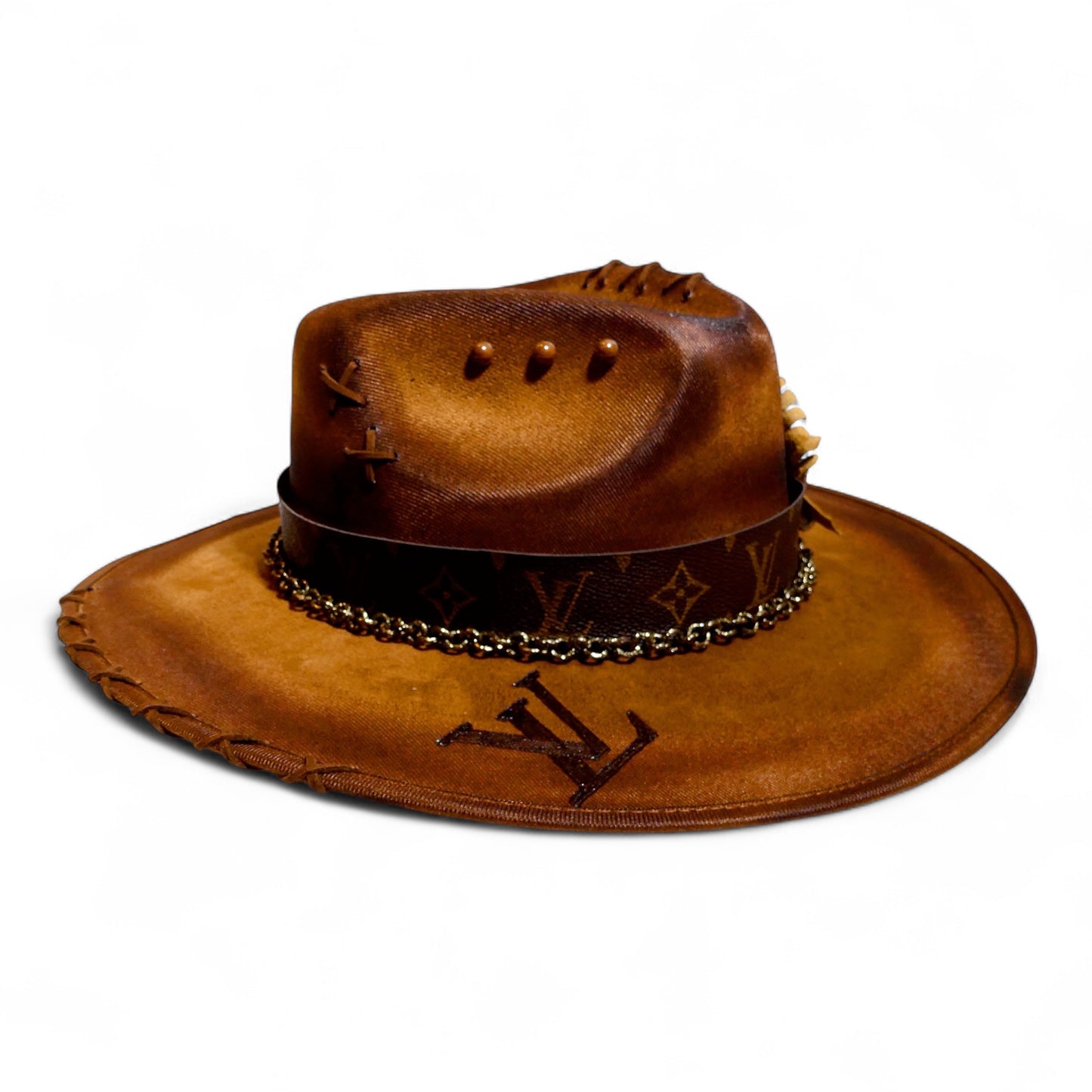LV Decorative Band Fedora in Cognac
