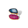 Two Stone Pink & Blue Druzy Ring