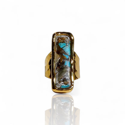 Blue Copper Turquoise Rectangular Ring