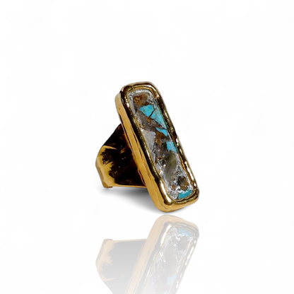 Blue Copper Turquoise Rectangular Ring
