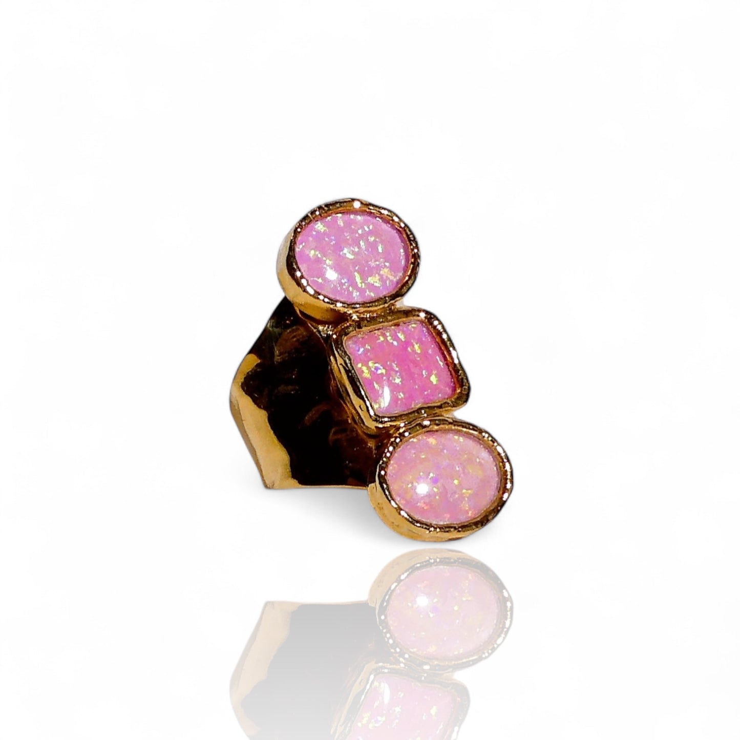 Triple Stone Hot Pink Lab Grown Opal Ring