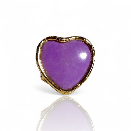 Purple Jade Heart Ring