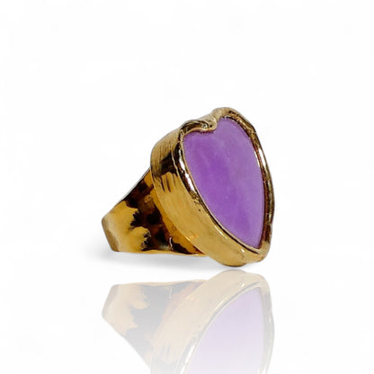 Purple Jade Heart Ring