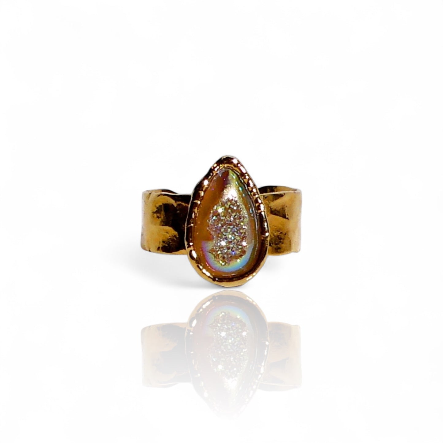 Small Aura Druzy Quartz Ring