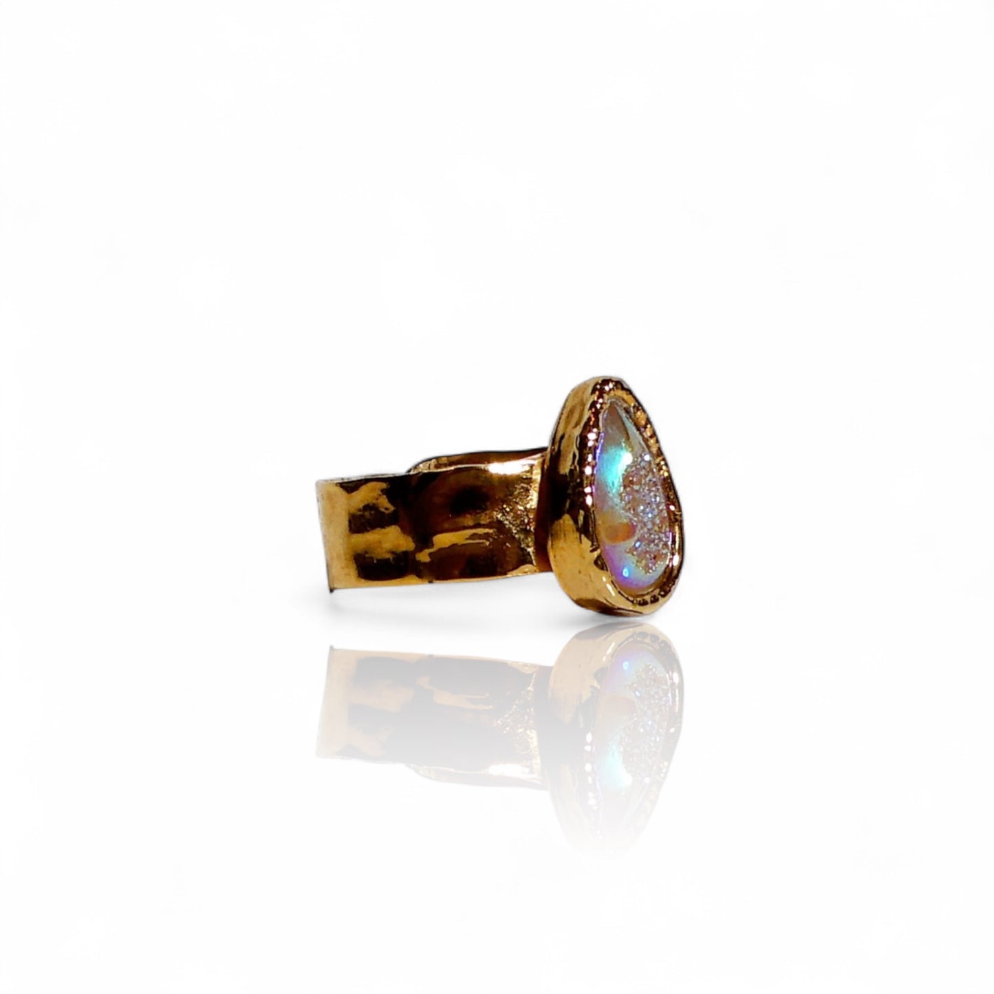 Small Aura Druzy Quartz Ring