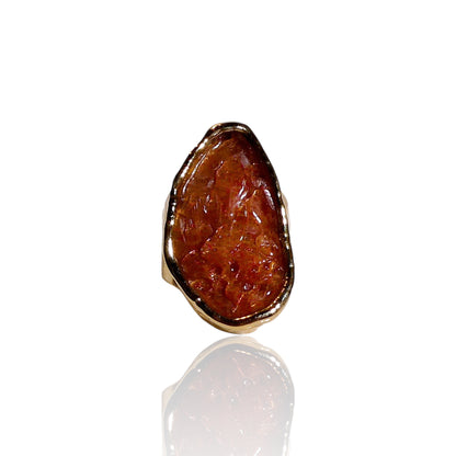 Etched Natural Carnelian Ring