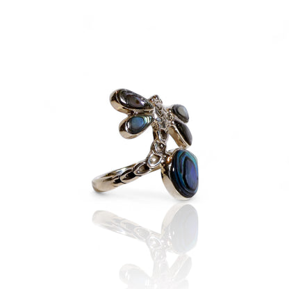 Abalone Shell Dragonfly Ring