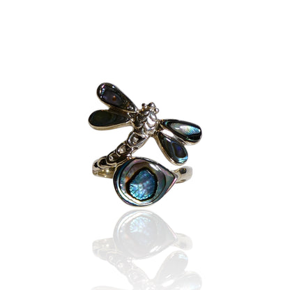 Abalone Shell Dragonfly Ring