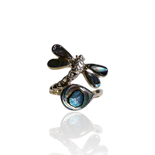 Abalone Shell Dragonfly Ring