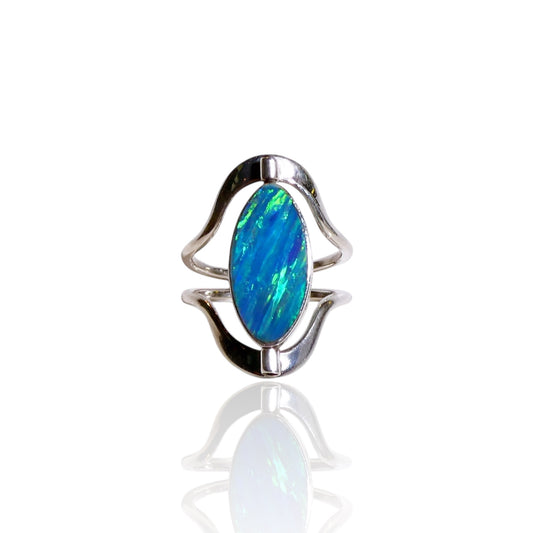 Reversible Aqua Fire Opal & Turquoise Ring