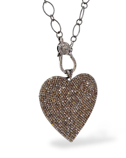 Ex-Large Pavé Black Diamond Heart Pendant