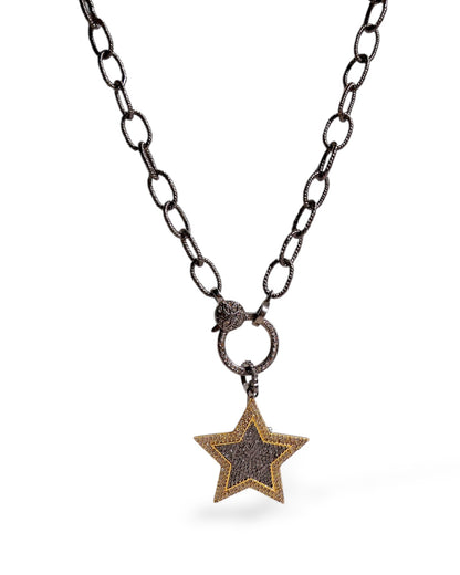 Two-Tone Pavé Black Diamond Star Pendant