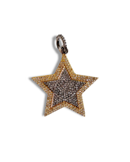 Two-Tone Pavé Black Diamond Star Pendant