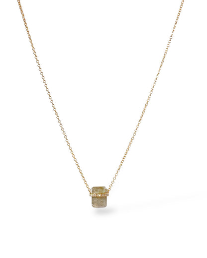 14K Gold Pave Vertical Gemstone Bar Necklace
