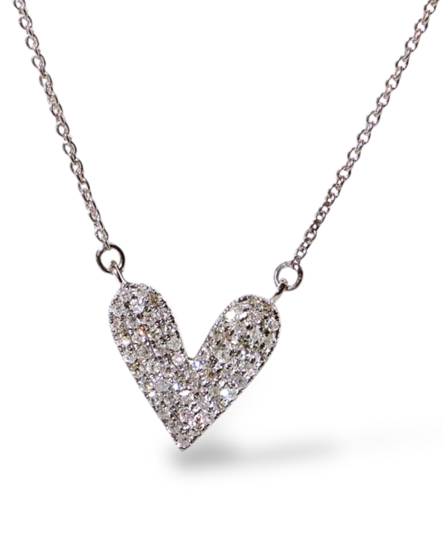 14k White Gold Elongated Heart Necklace