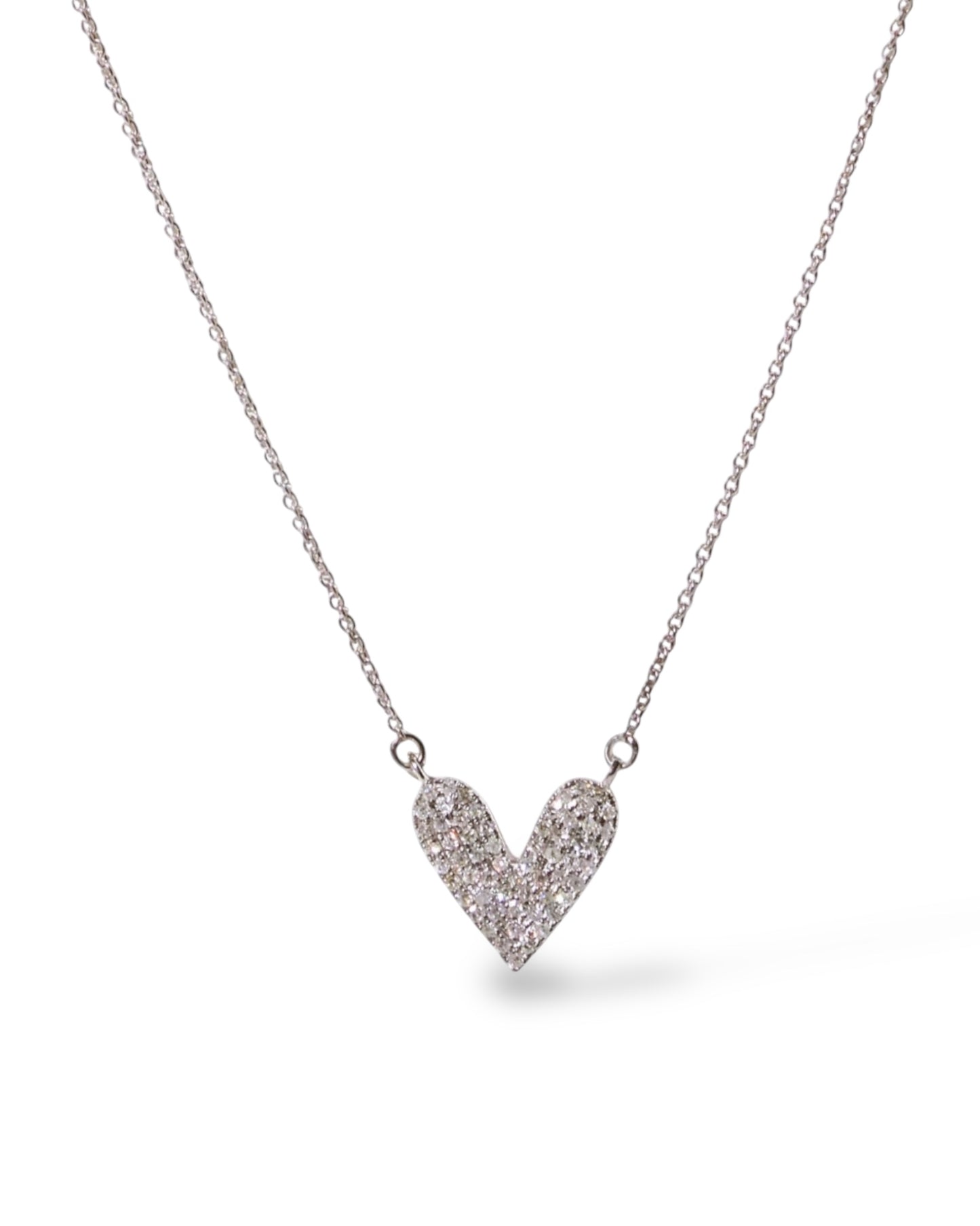 14k White Gold Elongated Heart Necklace